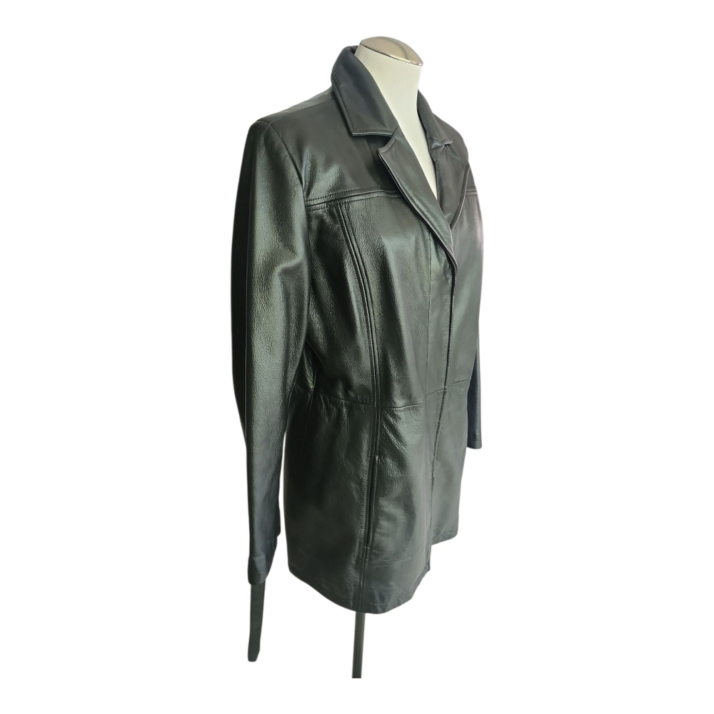 Modern Essentials Black Faux Leather Belted Jacket – Size Medium, Minimalist - Picture 5 of 10